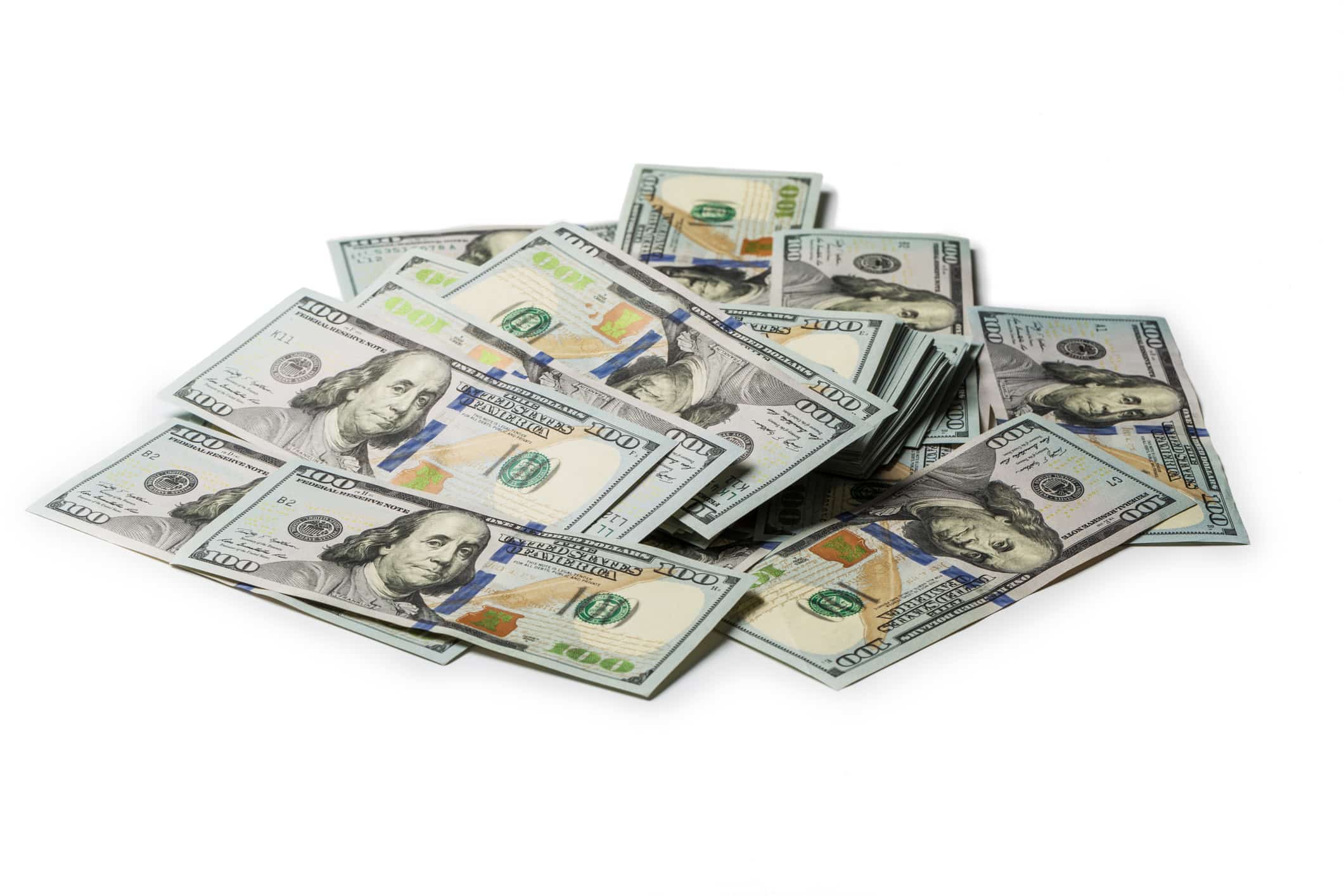 bundles of US 100 dollar bills