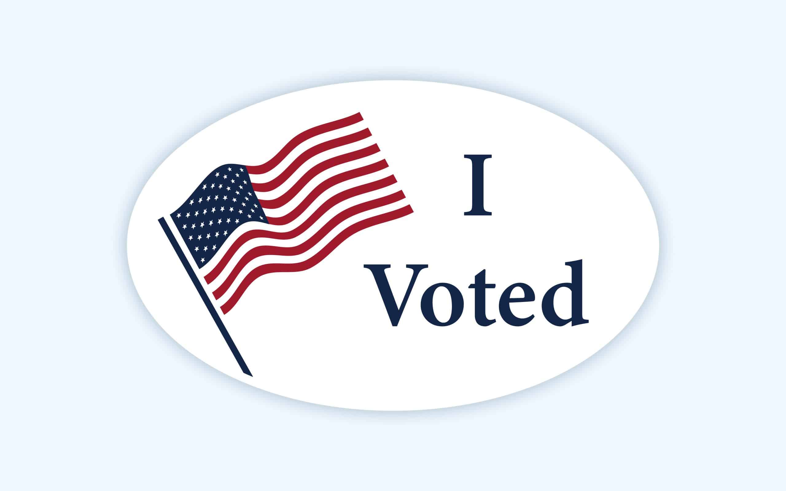 I voted sticker with American Flag