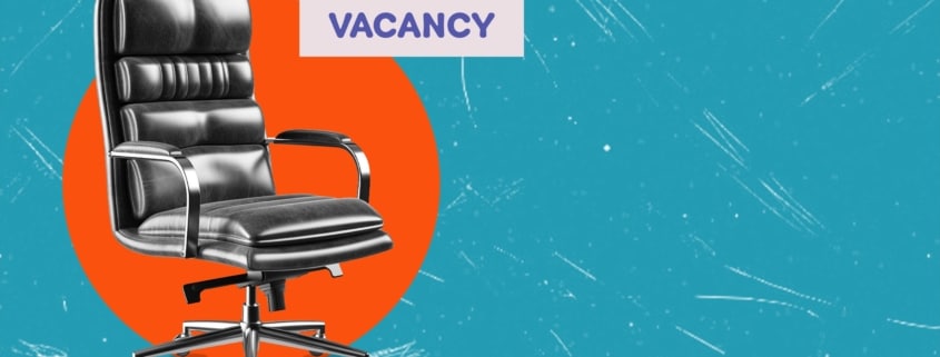 empty office chair with the word vacancy